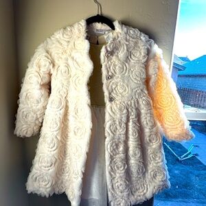 Girls gold/ ivory dress with matching dress coat size 8